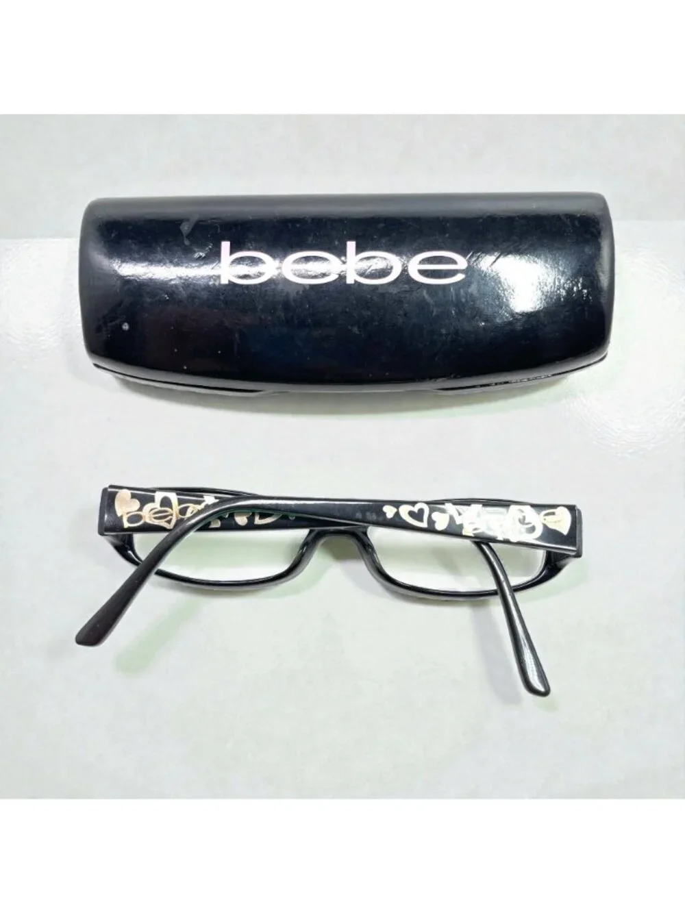 Bebe Women's Rectangular Reading Glasses Black & Teal Glasses With Hard Case